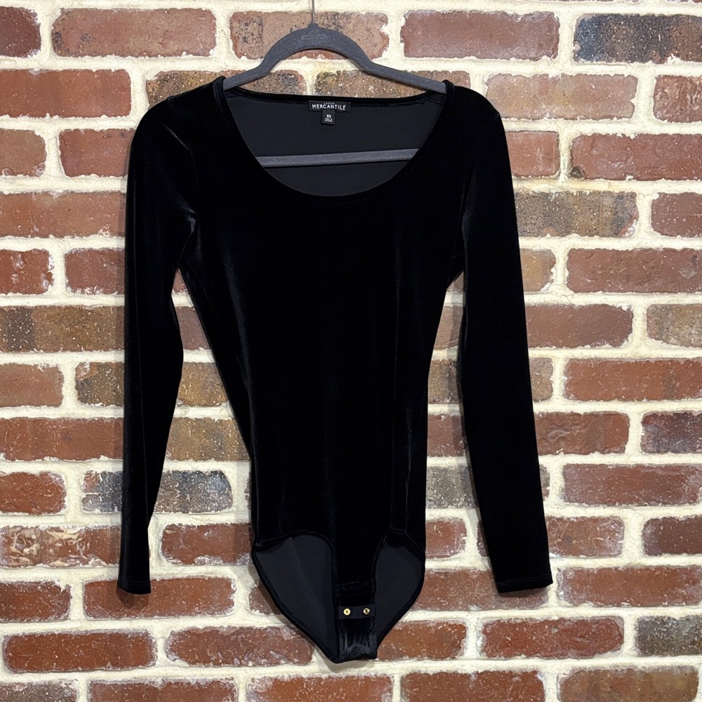 J. Crew black velvet bodysuit size xs